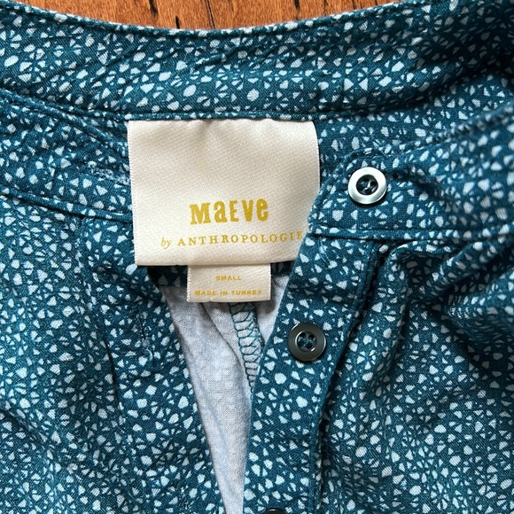Maeve Anthropology t-shirt, size small teal pattern - Picture 4 of 5